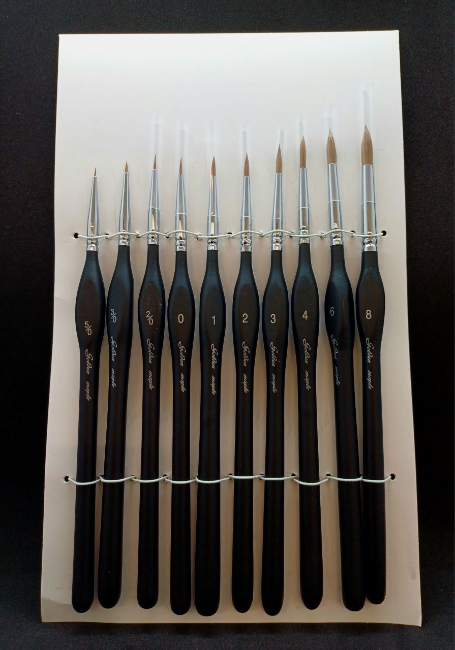 10PCS Kolinsky Brushes Set Golden Maple